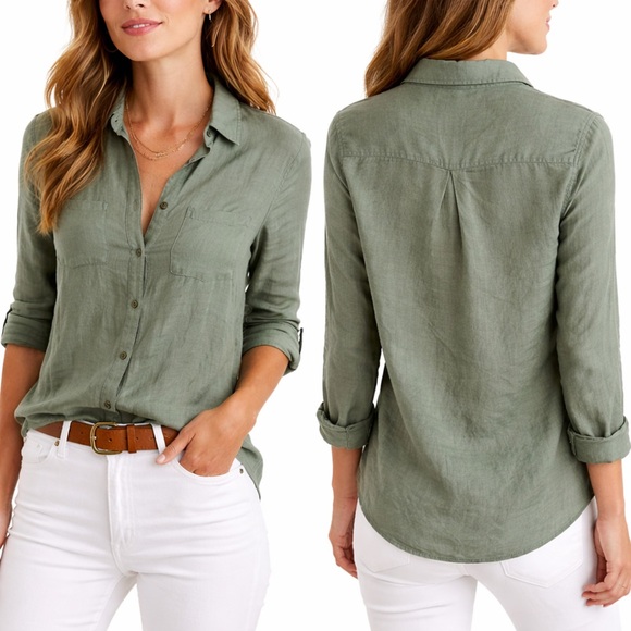 Lucky Brand Tops - Lucky Brand Green Button-Up Shirt Lightweight Sz XLarge Capsule Wardrobe Classic
